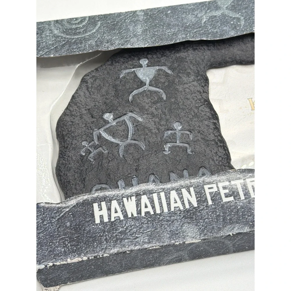 KC Hawaii Hawaiian Petroglyph Rock Frame Ohana 4x6 Photo Charcoal Black New